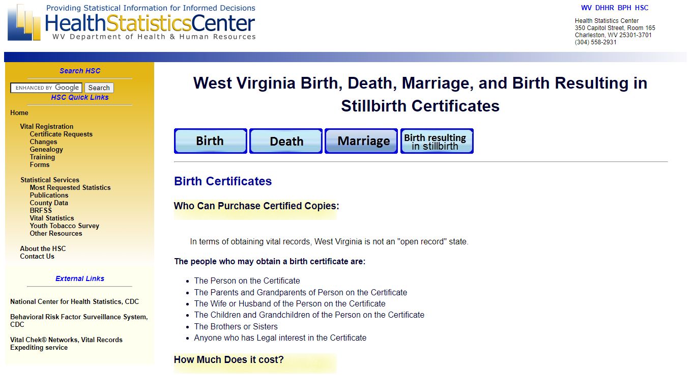 Requesting WV Vital Records - WV DHHR